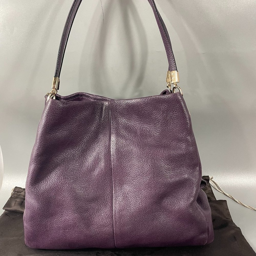 Coach #26224 Madison Leather Phoebe Shoulder Bag, Purple - Picture 5 of 14